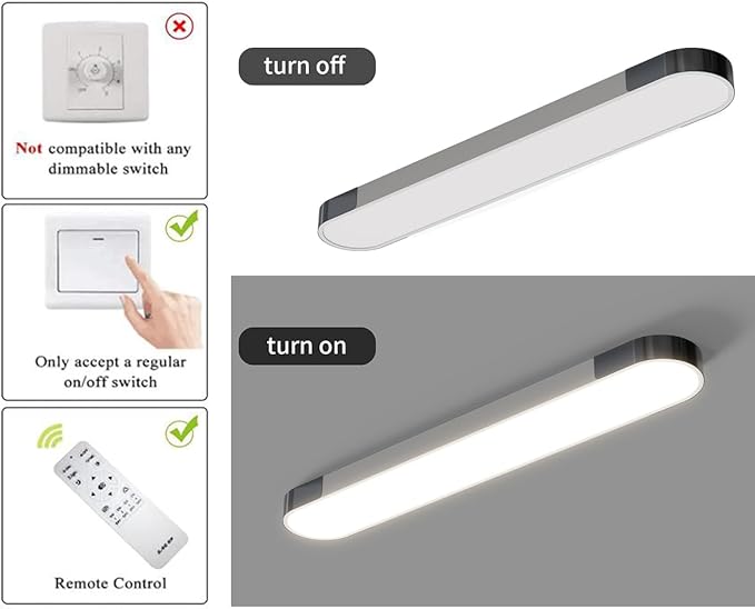 Qcyuui Dimmable LED Ceiling Light Modern Acrylic Linear LED Ceiling Lamp 39.4in Semi Flush Mount Wraparound Shape Lighting Fixture with Remote Control for Kitchen Dining Room (48W/3000-6500K)