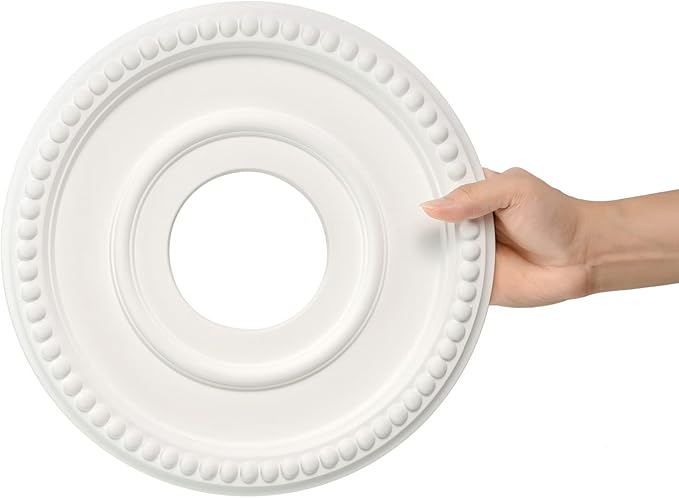 EIFHYT 2 Pack Moldeds PU Ceiling Medallions for Light Fixtures and Ceiling Fans, 12.5" OD x 4" ID x 1-3/8 "P White (Fits Canopies up to 5-1/2")