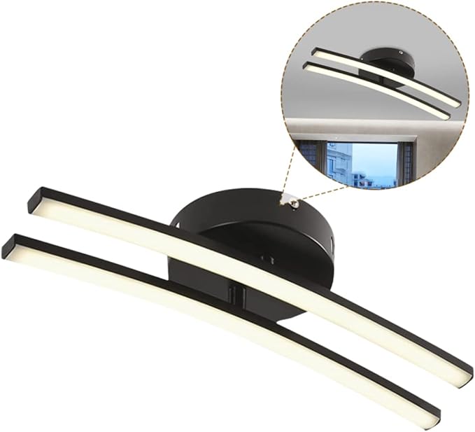 DOITOOL Modern Minimalist Ceiling Mounted Light Fixture Black White Warm Glow for Living Bedroom Kitchen Corridor Easy Installation Decorative Ceiling Lamp