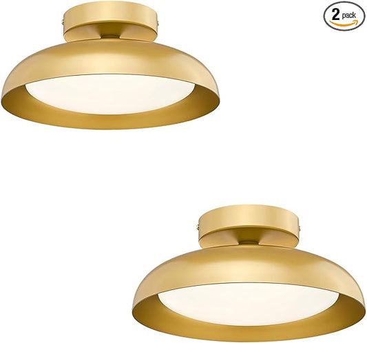 kudos Gold Ceiling Light 2PK, 12 Inch LED Semi Flush Mount Ceiling Light Fixture, 12W/700Lm Ceiling Lights for Kitchen, Bathroom, Hallway, 3000K/4000K/6000K Adjustable,KDCL01-GD-2PK
