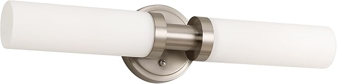 SANTOSTOCK Brushed Nickel Bathroom Light Fixtures, 2-Light Vanity Lights W/White Glass Shade, Modern Sconces Wall Lighting for Mirror Kitchen Bedroom Hallway Living Room, E26 T10 Bulbs(Excluded)