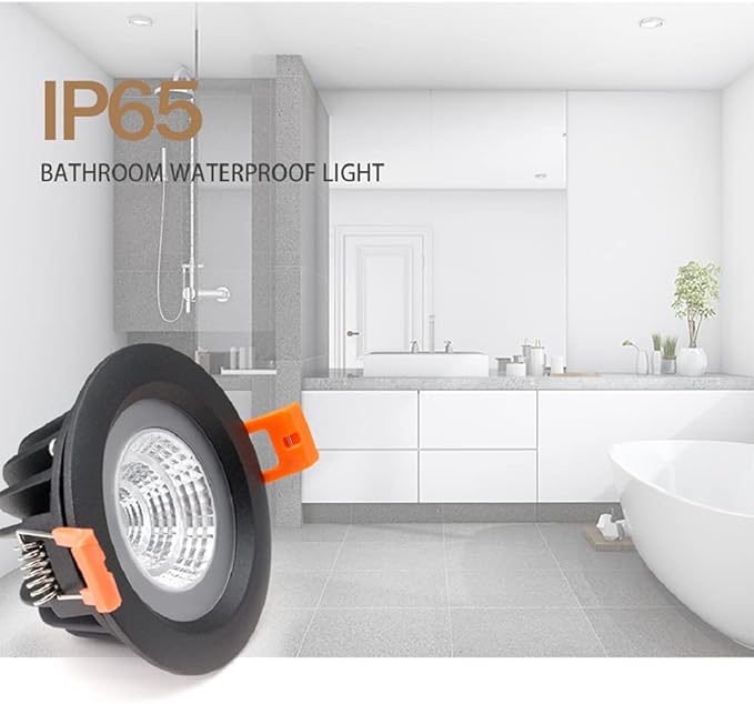 LS-PRO (3.5inch /9w LED Recessed Ceiling Light Slim Aluminium Panel, Anti Rust Fixture Downlight Shower Spotlight IP65 Waterproof for Wet Location Indoor & Outdoor (Warm /3000k- Black Body)