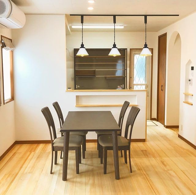 3Pcs Adjusted Wire Length H-Type Track Hanging Light 3.9 Ft Twisted Cord E26 Black Base Industrial Design White Metal Pendant Light Fixture for Loft Aisle Bar(No Bulb, Track)