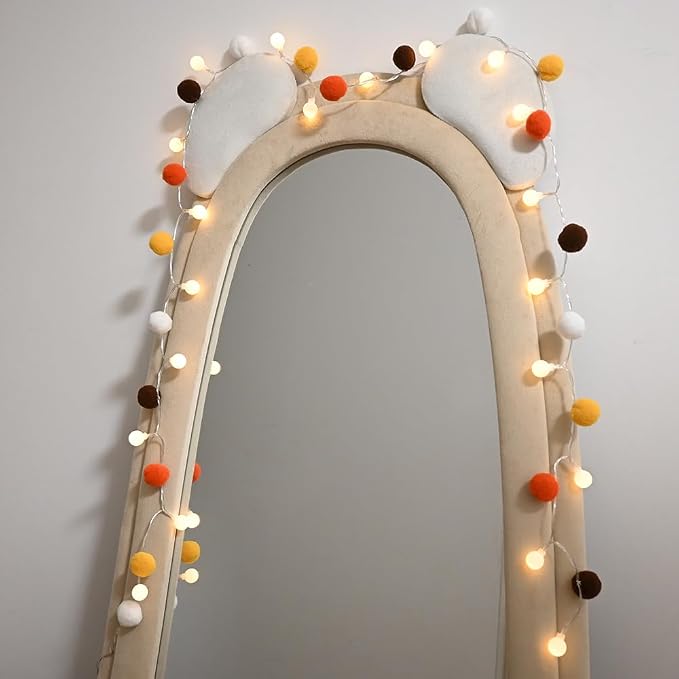 ChiRee Pom Poms Fairy Lights Indoor String Lights 6.56 Feet 20 LED Battery Operated String Ball Lights Warm White Globe Lights Colorful Decor Lights for Home Bedroom Kids Playhouse Holiday Christmas