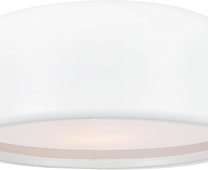 CWI Lighting 14" White Flush Mount Light for Hallway, Bedroom – 2-Light Drum Shade Design with E26 Bulb Base – LED Compatible, Soft Diffused Glow – BACL Certified