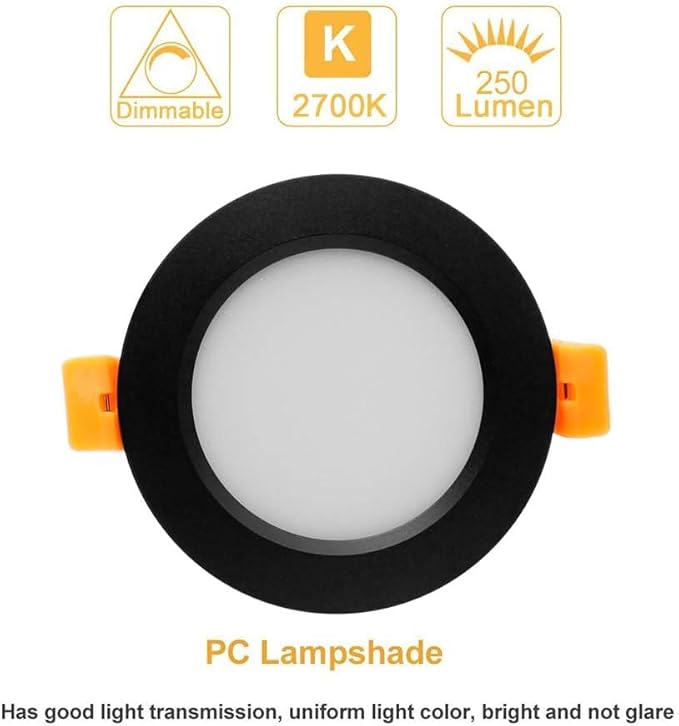 YGS-Tech 2 Inch LED Recessed Lighting, Dimmable Downlight 3W(35W Halogen Equivalent), CRI80, 2700K Ultra Warm White Ceiling Light with LED Driver (16 Pack)
