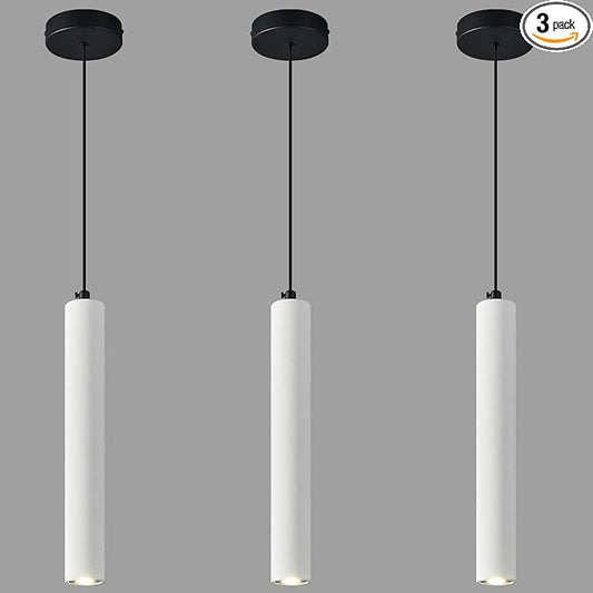 Concrete ﻿Linear White Pendant Light,Modern Industrial Hanging Cement Pendant Lighting Fixture for Kitchen Island Dinning Room Bedroom Bedside Table Pendant Lights(3-Pack)