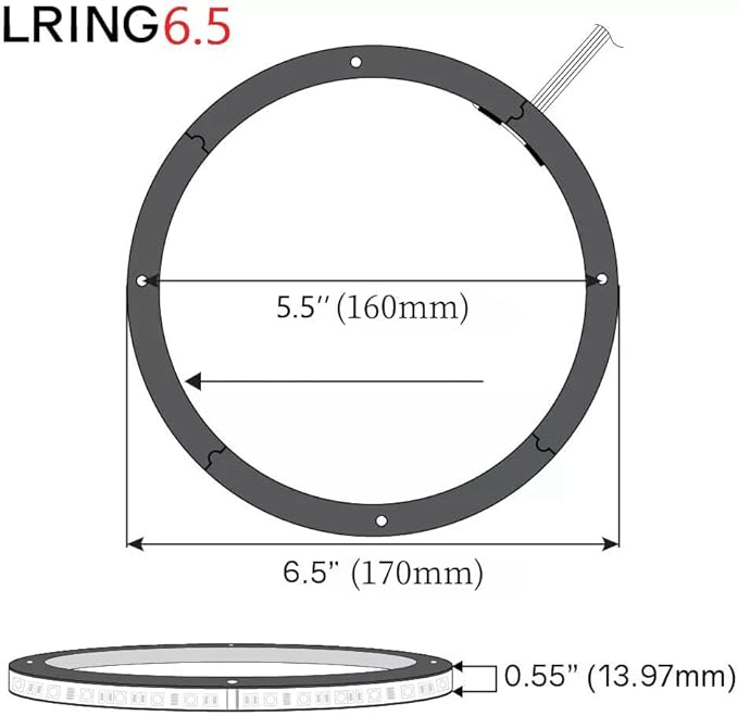 4PCS 6.5" RGB Dream Color Chasing Symphony LEDs Addressable Speaker Rings Lights with Wireless RF Remote Bluetooth App Control Coaxial Speaker Lights Slingshot