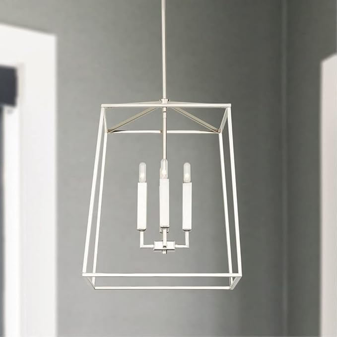 Capital Lighting 537642PN Thea Lantern Foyer Pendant, 4-Light 240 Total Watts, 20" H x 16" W, Polished Nickel