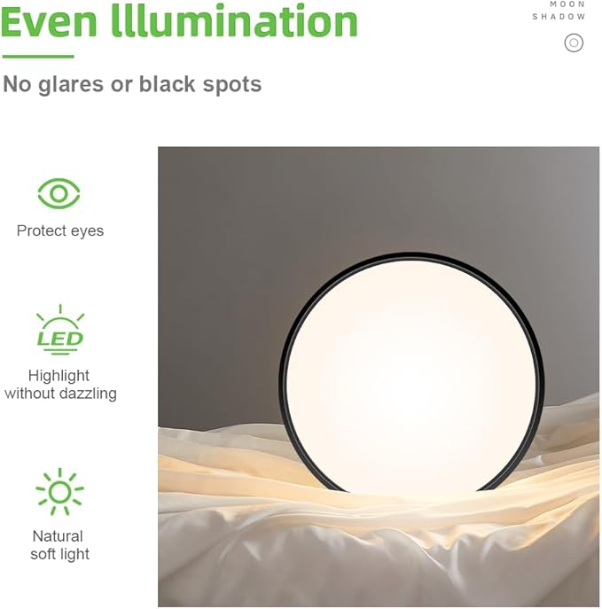 LightingWill 15.7 Inch Black Flush Mount LED Ceiling Light Fixture 32W, 4000K Daylight White, 3800LM, Flat Modern Round Closet Lighting Fixtures, Low Profile Ceiling Lamp for Bedrooms, Hallway .etc.