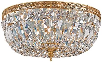 Crystorama 3 Light Spectra Crystal Olde Brass Flush Mount