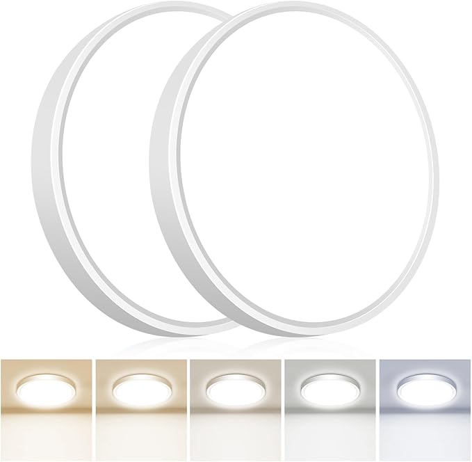 hepside 2PACK Flush Mount LED Ceiling Light Fixture 5CCT 9Inch 18W & 200W Equivalent Closet Light Fixture,Small Round Slim Surface Ceiling Lamp for Hallway,Bathroom,Bedroom,Kitchen,Interior