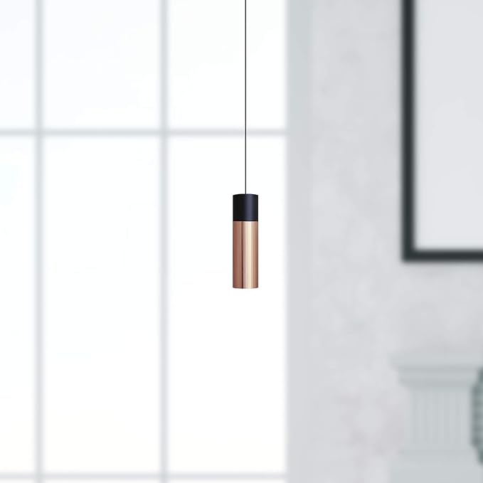 Vela 1 Mini Pendant Lighting Black-Copper - LED Hanging Light Fixture for Kitchen Island, Bar, Foyer - Cluster Pendants - Dimmable, Adjustable Wire, Lamp Bulb Included