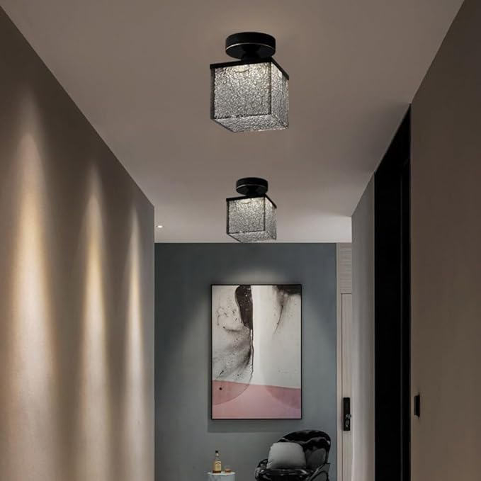 KISAD Nordic Bedroom Semi Flush Mount Ceiling Light Fixtures Modern Minimalist Hallway LED Close to Ceiling Lamp for Entryway Balcony(Smoke Gray,Square)