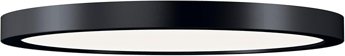 Kichler Ara 11.25" Modern Minimal Round LED Flush Mount in Black, for Damp Indoor Locations, Main Light Source, Integrated LED, Edge-Lit Technology, 1600 Lumens, Dimmable to 10%, 53011BK30
