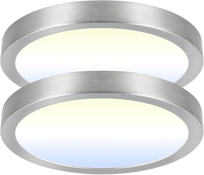 Hlite Dimmable 2pack 9 inch Flush Mount LED Ceiling Light Fixture,18W 1800LM Super Slim 3000K/4000K/5000K 3CCT Selectable,Dimmable Flush Mount Ceiling Light for Kitchen,Bedroom (Brushed Nickel)