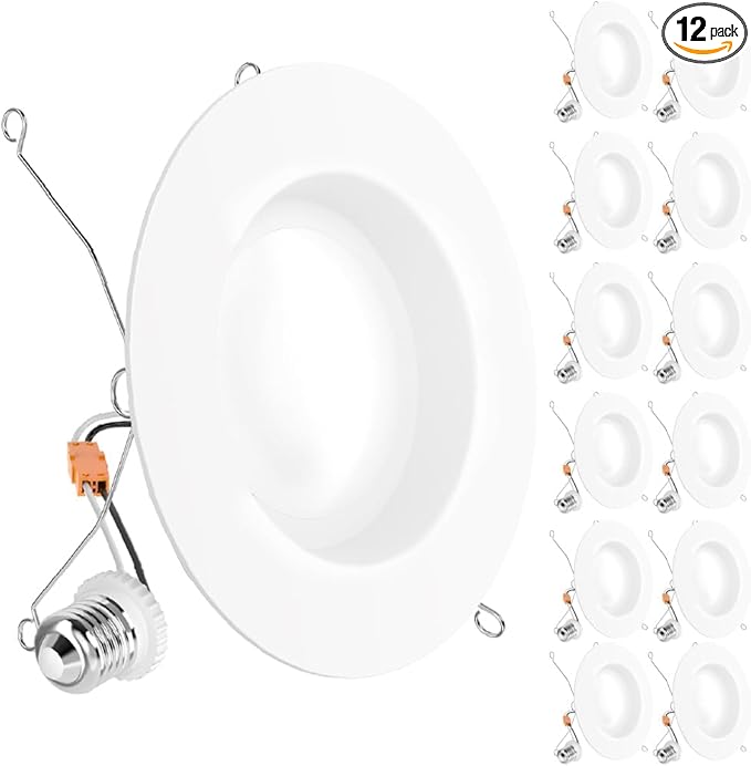 Sunco 12 Pack 6 Inch LED Can Lights, Retrofit Recessed Lighting, Smooth Trim, 965 LM, 13W (75W Equivalent), 3000K Warm White, Dimmable, Damp Rated UL.