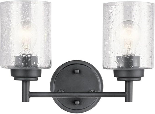 KICHLER 45885BK Winslow Vanity, 2-Light 150 Total Watts, Black, 12.75"