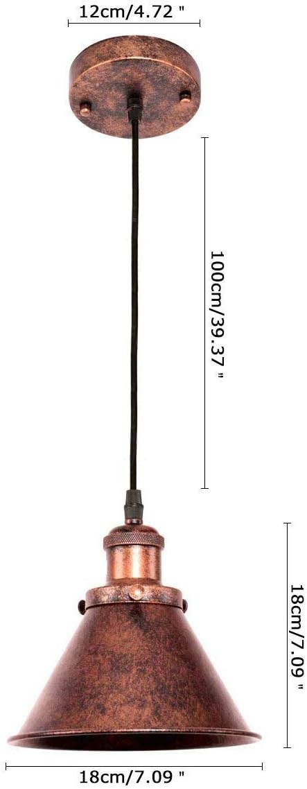 Lingkai Farmhouse Pendant Light Rustic Cone Shade Mounted Fixture Hanging Ceiling Lamp Antique Painted Vintage Finish Small Light