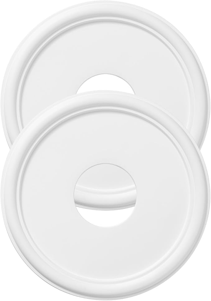 White Molded PU Ceiling Medallion for Light Fixtures and Ceiling Fans 13 inch OD x 4 inch ID x 1 inch P Fits Canopies Up to 10.25 inch