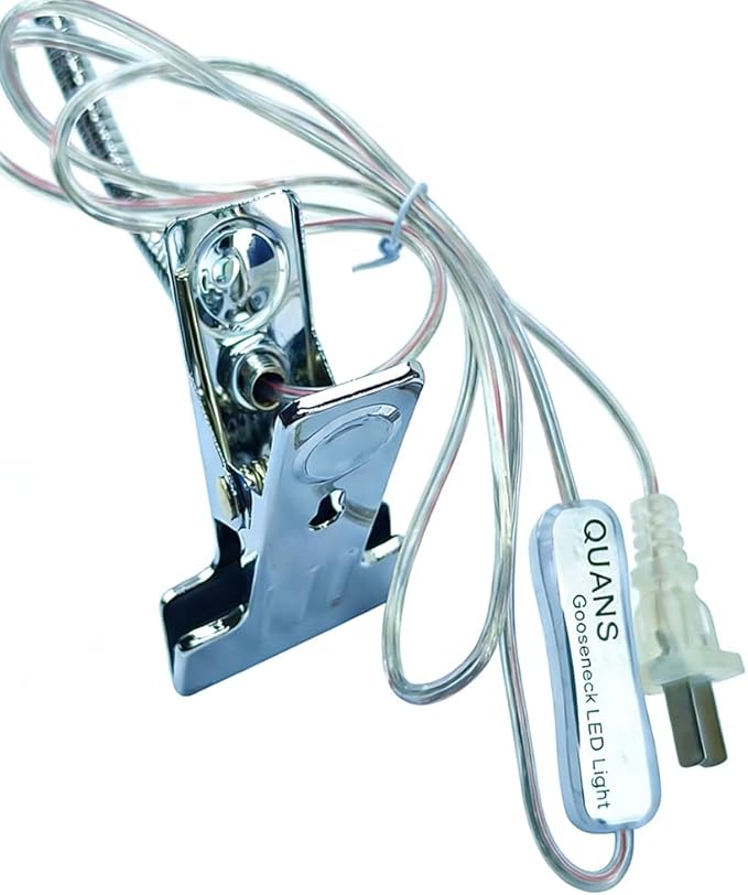 QUANS 5W 5x1W Warm White Clamp Clip on 19inch Flexible Gooseneck High Power LED Desk Table Sewing Study Work Bedside Reading Swing Arm Light Lamp,Ultra Bright Silver 110V US Plug