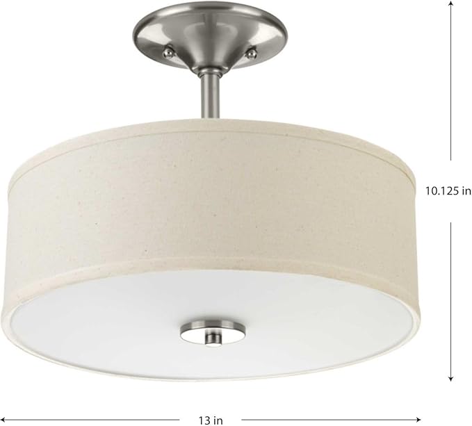 Progress Lighting P3712-09 Inspire Two-Light Semi-Flush, Brushed Nickel