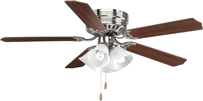 Progress Lighting 4-Light Ceiling Fan Light Kit for AirPro Collection Ceiling Fans, Transitional Style, Includes 4 LED Light Bulbs, Brushed Nickel