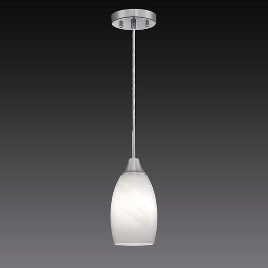 Viinew Mini Glass Pendant Light 1-Light with Handblown White Swirl Art Glass Adjustable Cord Brushed Nickel Finish 4.72" Modern Hanging Pendant Light for Kitchen Dining Room Living