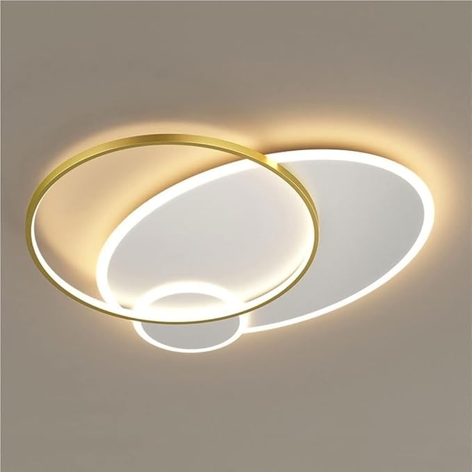 Modern Minimalist Flush Mount Ceiling Light Ultra Thin Three Color Dimmable Recessed Lamp for Bedroom Living Room Study(Gold,15.7in)
