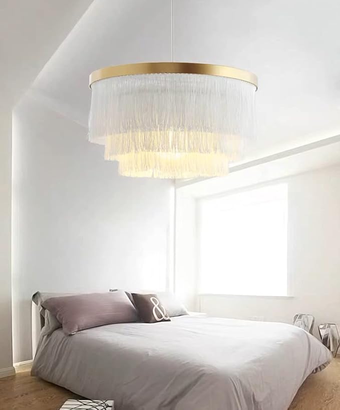 Nordic Romantic Pendant Lighting Tassel Chandeliers Creative Modern Ceiling Lights 3 Tiers in White