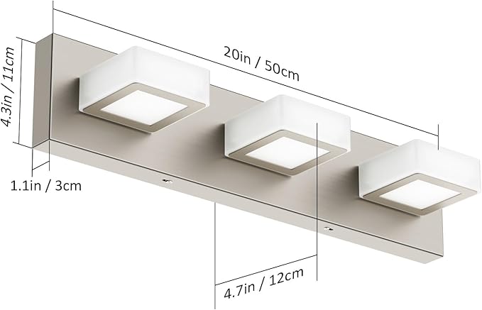 Ralbay Brushed Nickel Bathroom Vanity Lights Metal Acrylic LED Modern Bathroom Wall Lighting Fixtures Brushed Nickel