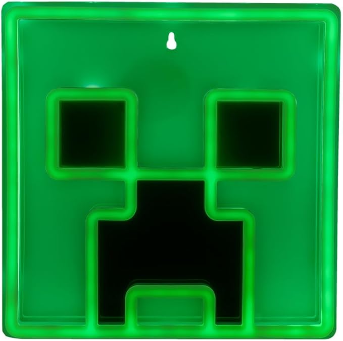 Creeper Iconic LED Wall-Mountable Light Officially Licensed Minecraft Room Decor for Boys and Girls, Gamer Night Light in Vibrant Green - Paladone