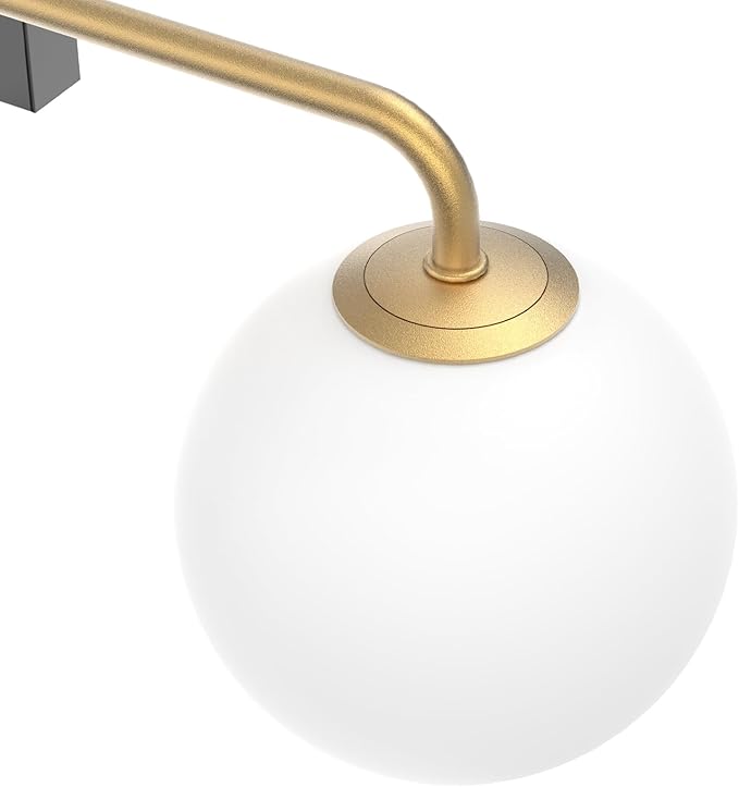 Tipace Mid Century Modern Gold 3-Lights Vanity Light Fixtures with Milky White Glass Ball Shades Industrial Vanity Lighting Over Mirror Wall Sconces for Bathroom Dressing Table Bedroom(Exclude Bulb)