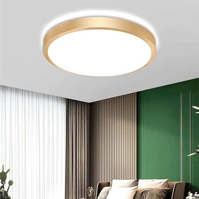 KISAD Modern and Minimalism Ceiling Lamp Ultra-Thin Circular Flush Mount Ceiling Light Acrylic Lampshade Ceiling Light Fixture for Bedroom(Gold,40cm)