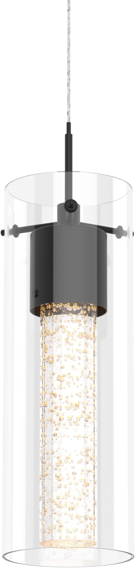 Tawson Alice 1-Light Pendant Ceiling Light Fixture, Integrated Led and Premium Bubble Glass, for Kitchen Island, Hallway, Entryway, Passway, Dining Room, Bedroom, Balcony Living Room (Black)