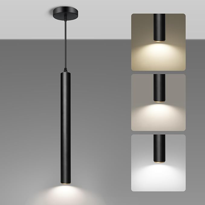 OKELI Modern Pendant Lights, 3 Color Temperature Adjustment LED Dimmable Pendant Light Fixtures, 2700K/4000K/6000K Pendant Lighting for Kitchen Island,Bar,Bedroom, 15.7inch, ETL, 1 Pack