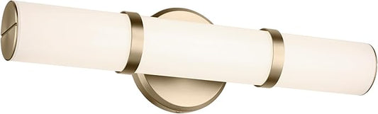 Kichler Rosh 18 in LED Bathroom Vanity Light Fixture with White Glass in Champagne Bronze, Modern Minimalist Bath Bar for Mirror, Dimmable (18 in W x 5 in H), 55187CPZLED