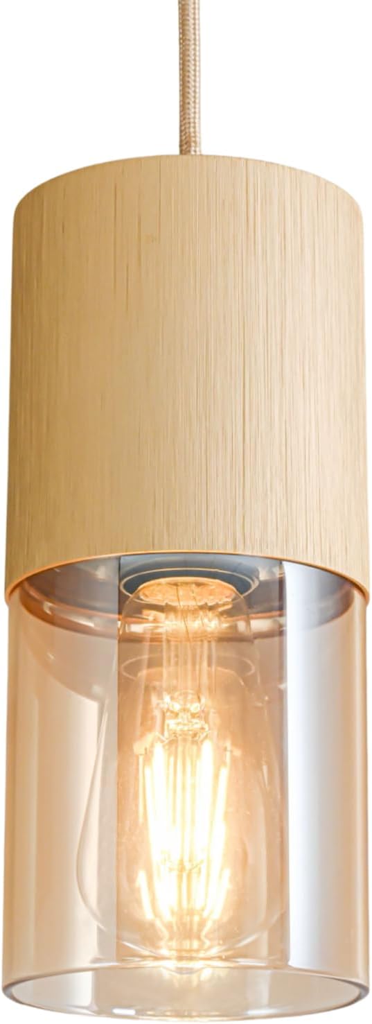 Pendant Light Fixtures, Adjustable Modern Pendant Lights for Kitchen Island, Industrial Amber Glass Pendant Lights for Dining Table Hallway Bedroom Living Room, Gold, 1 Pack