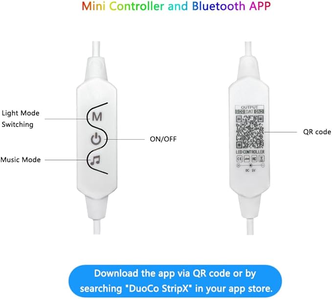 DC 5V USB WS2812B WS2811 WS2813 WS2815 1903 16703 LED Strip Controller for LED Module Pixel Strip Light, 1M/3.3FT 3pin JST Connector,Bluetooth/Music APP/3Key Remote Control (USB(2.4G))