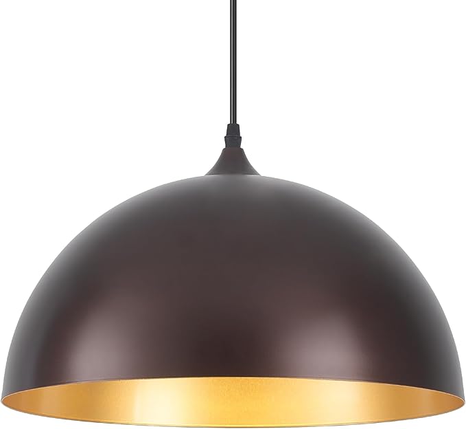 16 Inch Industrial Pendant Light, Large Dome Pendant Lights for Kitchen Island, Farmhouse Hanging Light or Dining Room Cafe Bar, Oil Rubbed Bronze Finish
