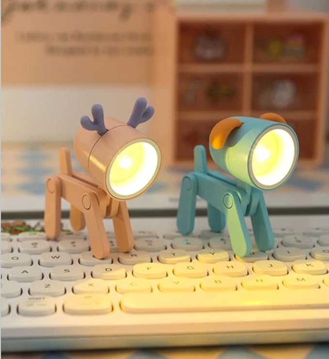 Cute Night Light for Kids, Mini Led Table Desk Lamp, Decorative Lamp Indoor Nightstand, Animal Pet Nightlights, Christmas Decorate Birthday Gifts for Children, Students (1 x Blue Deer)