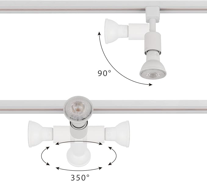 mirrea J Type Track Lighting Head to E26 Medium Screw Base Adapter Light Direction Adjustable Pack of 6 (White)