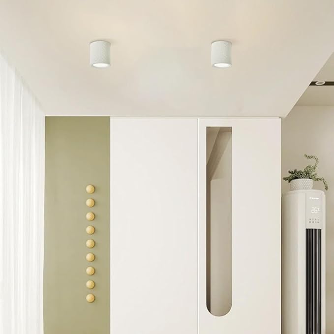 KISAD Close to Ceiling Lights Nordic Resin Ceiling Light Mini Flush Mount Ceiling Lamp Cream Style Hallway Lighting Fixture Minimalism Ceiling Downlight(White)