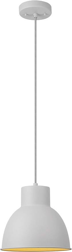 GLOBE Electric 61002 1-Light Pendant, Matte Gray, Gray Designer Fabric Cord