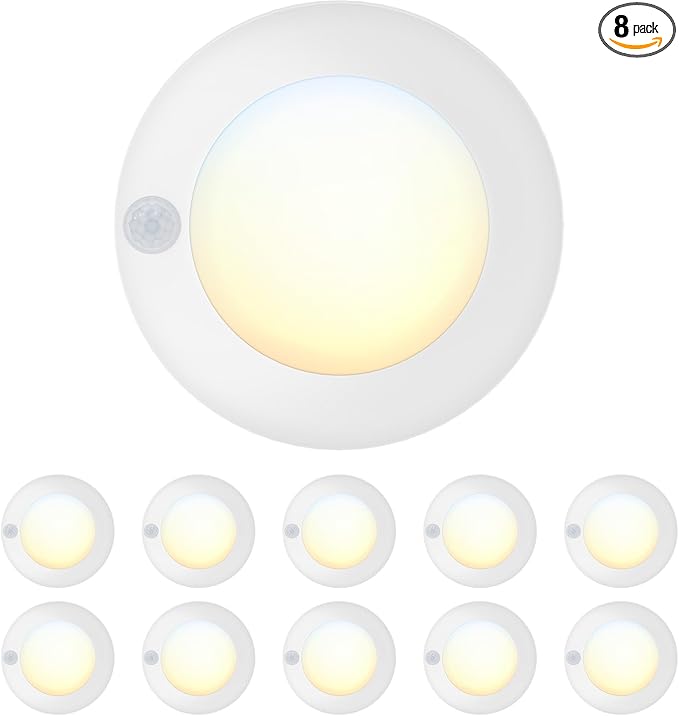 4 Inch Field Selectable 5CCT LED Motion Sensor Ceiling Light, 120V Wired Closet Light, 10 Watts, 600Lm, CRI80+, Non-dimmable, ETL Certified, Wet Location, Round/White, 10 Pack