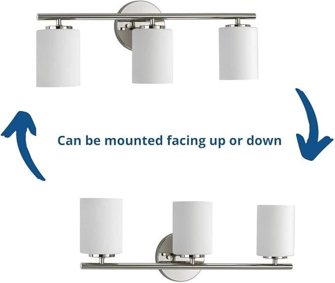 Progress Lighting 3-Light Etched Glass Modern Bath Vanity Light, Replay Collection , Indoor, P2159-104, Polished Nickel