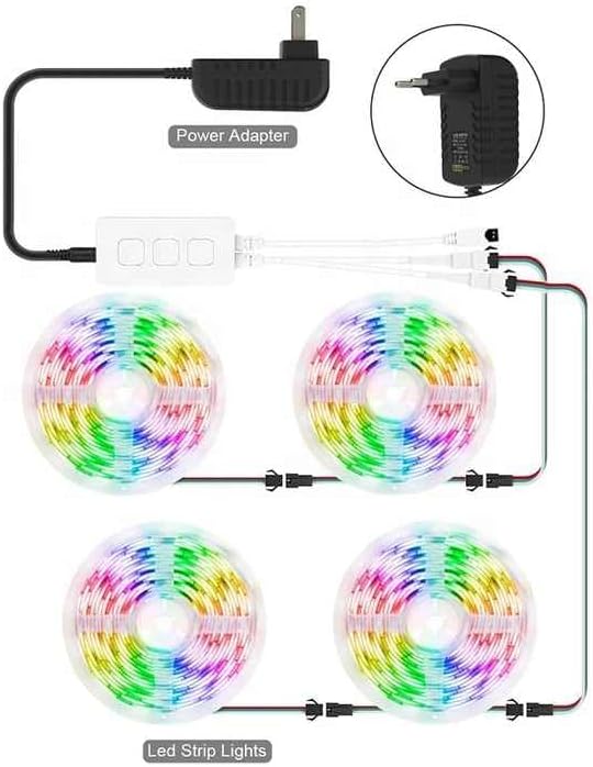 WS2812B WS2811 WS2813 WS2815 1903 16703 LED Strip Controller for LED Module Pixel Strip Light, 3pin JST Connector 1To 2 Bluetooth/Music APP/3Key Remote Control(5-24v) (DC 1 to 2)