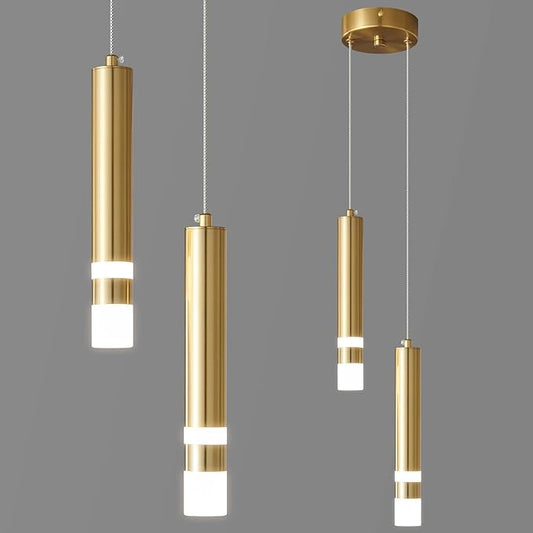 Modern Pendant Light Kitchen Fixture Dimmable LED Gold Mini Pendant Lighting fo Kitchen Island Bedroom Bedside Table Small Pendant Lights (2-Light)