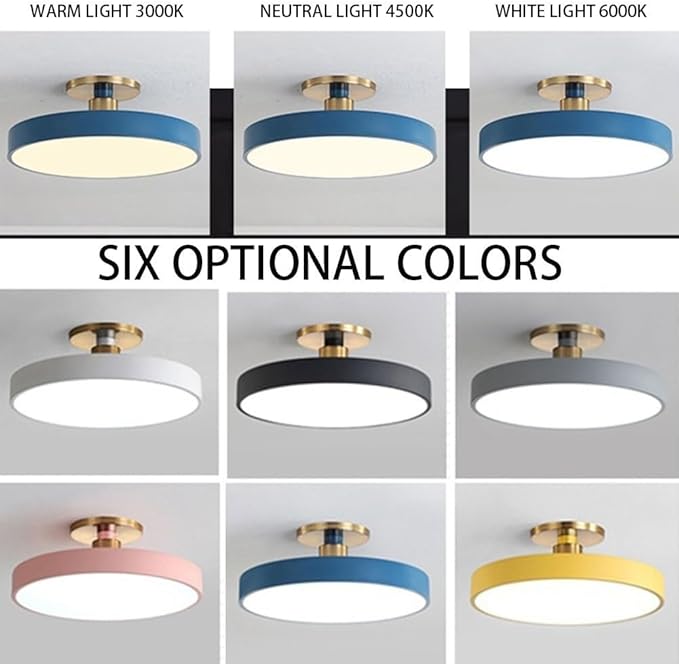 Minimalism Round LED Ceiling Light Modern Semi-Flush Mount Ceiling Lamp Close to Ceiling Light Fixture for Aisles Entrances Cloakroom Corridor Bedroom(Warm Light 3000K,40cm-Black)