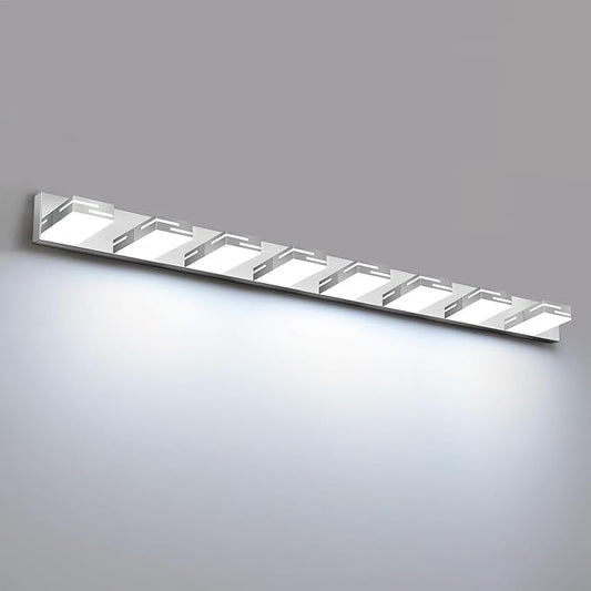 LED Modern Bathroom Vanity Light Fixtures, 8-Light 55-inch Dimmable Chrome Vanity Lights for Bathroom Lighting Fixtures Over Mirror, with 360° Rotatable Heads (Cool White 6000K)